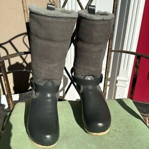 Sven Gray Ankle Boots with Shearling Lining